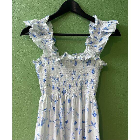 Hill House The Ellie Nap Dress Blue Botanical White Floral Cotton Dress Size XS - Picture 6 of 8